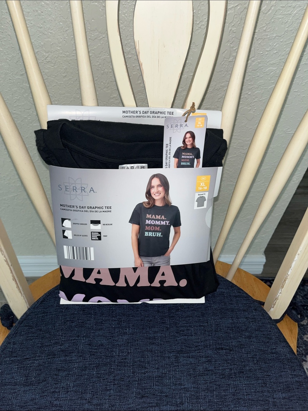 Serra dark gray  Tee with mom, mommy, mama, bruh Graphic NWT